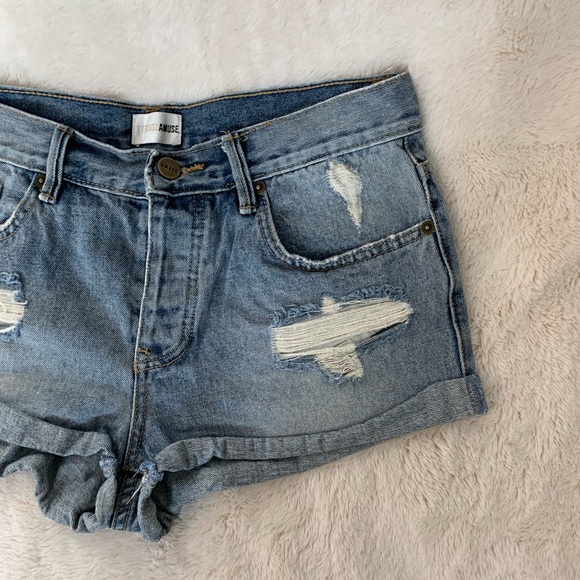 Amuse Society Pants - Amuse Society Button Up High Waisted Denim shorts